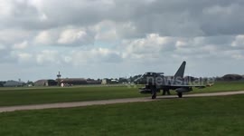 RAF Typhoon taxi and wave Coningsby