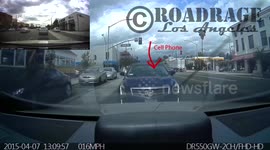 Texting and driving Cadillac crash - Pasadena, California 04/07/2015