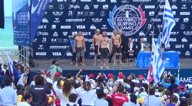 New Zealand surf team performs the haka