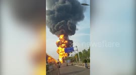Oil tanker catches fire in China