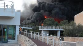 Recycled plastic on fire