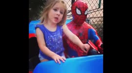 3 year old devastated when Spider-Man can't come home with her