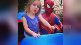 Newsflare Edit - 3 year old devastated when Spider-Man can't come home with her