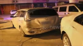Man crashes a car into his garage as it blocks the entrance