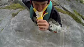 This base jumper is totally bananas