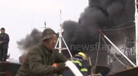 Fishing boat on fire