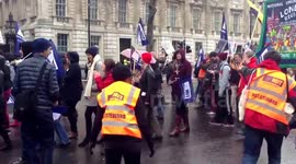 Teachers Strike in London, downing street.