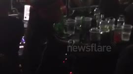 Rihanna in the VIP section at The O2 in London