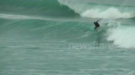 Session of surf on the beach at La Zurrioal in Donostia-San Sebastian-Sesion de surf en la playa de La Zurrioal en Donostia-San Sebastian