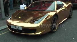 Gold Ferrari in London