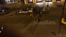 Crazy Bar Fight in front of Crocodile Bar: Wicker Park Chicago, Illinois