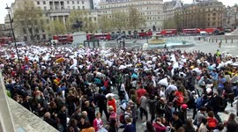 International Pillow Fight Day in Trafalgar Square, London