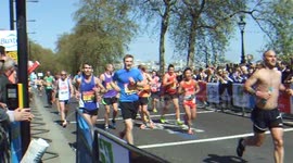 Marathon runners entertain the crowds - London