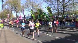 London Marathon 2014 - Runners on Embankment