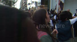 Police control crowds hoping to meet The Vamps