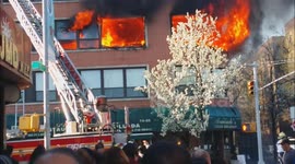 Fire at Jackson Heights , New York City