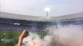 FIREWORKS HALT FOOTBALL MATCH IN THE NETHERLANDS