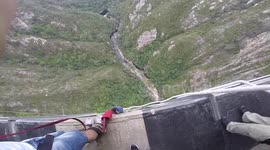 Man performs terrifying bungee jump