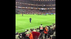 Paul Pogba dances towards Man Utd supporters after Europa League win