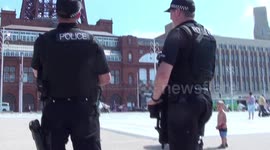 Armed police on duty at Blackpool tower