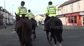 UK police horses en route to an incident