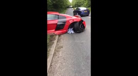 Audi R8 crash and aftermath in Preston