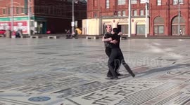 dance practice outside the tower