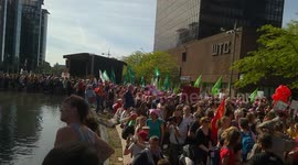Thousands of Europeans gather to march against Donald Trump in Brussels