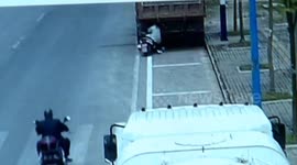 Scooter hits parked lorry in nasty crash