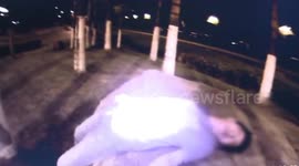 Drunk driver falls asleep next to car he flipped