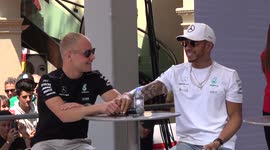 Lewis Hamilton messing around during press conference in Monaco