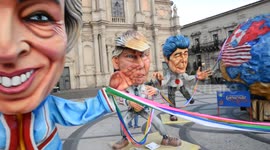 Theresa May and fellow G7 leaders captured in papier-maché