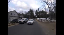 Camry Fails to Give Way to Cyclist, Gets Mad