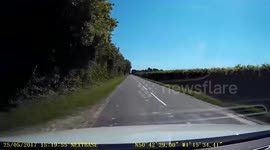 Mother scolds reckless driver after he crashes out on country road