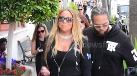 Mariah Carey with her bodyguard and entourage in Beverly Hills