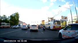 Moto crash with taxi in Russia