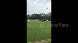 Newsflare Edit - Sunday league footballer scores absolute belter of a free-kick in cup final