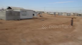 Driving through Zaatari Refugee Camp in Jordan