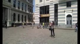 Unique street band in Riga Old Town playing