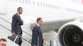 Real Madrid team arrives at Cardiff Airport for Champs League final