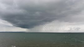 Storm Cell With Strong Winds Crossing Lough Foyle, N. Ireland