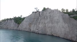Drone Footage: Lake Ontario record high water levels, site of recent landslides, Toronto | Jun 03, 2017