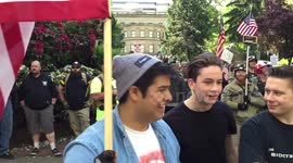 A look at some attendees at Portland free speech rally