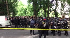 Huge federal and local police presence at Portland free speech rally