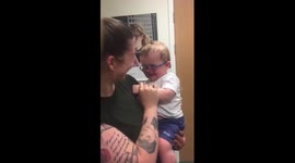 Baby sees his mum clearly for the first time with new glasses