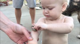 Cute One Year old Best-Friends a Frog