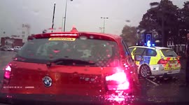 Driver hits car and flees after being pulled over by police