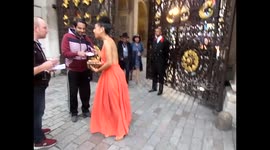 Pearl Mackie signs for fans when leaving the Royal Academy private view