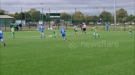 Non league footballer scores from impossibly tight angle
