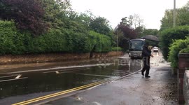 Police trying to clear flood water after flash flooding in Scarbrorough on Election Day, Raw Footage 2